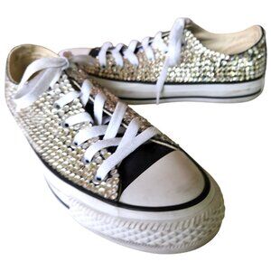 Custom Converse All Star Low-Top Sneakers w/Rhinestone Embellishments  Women's 7